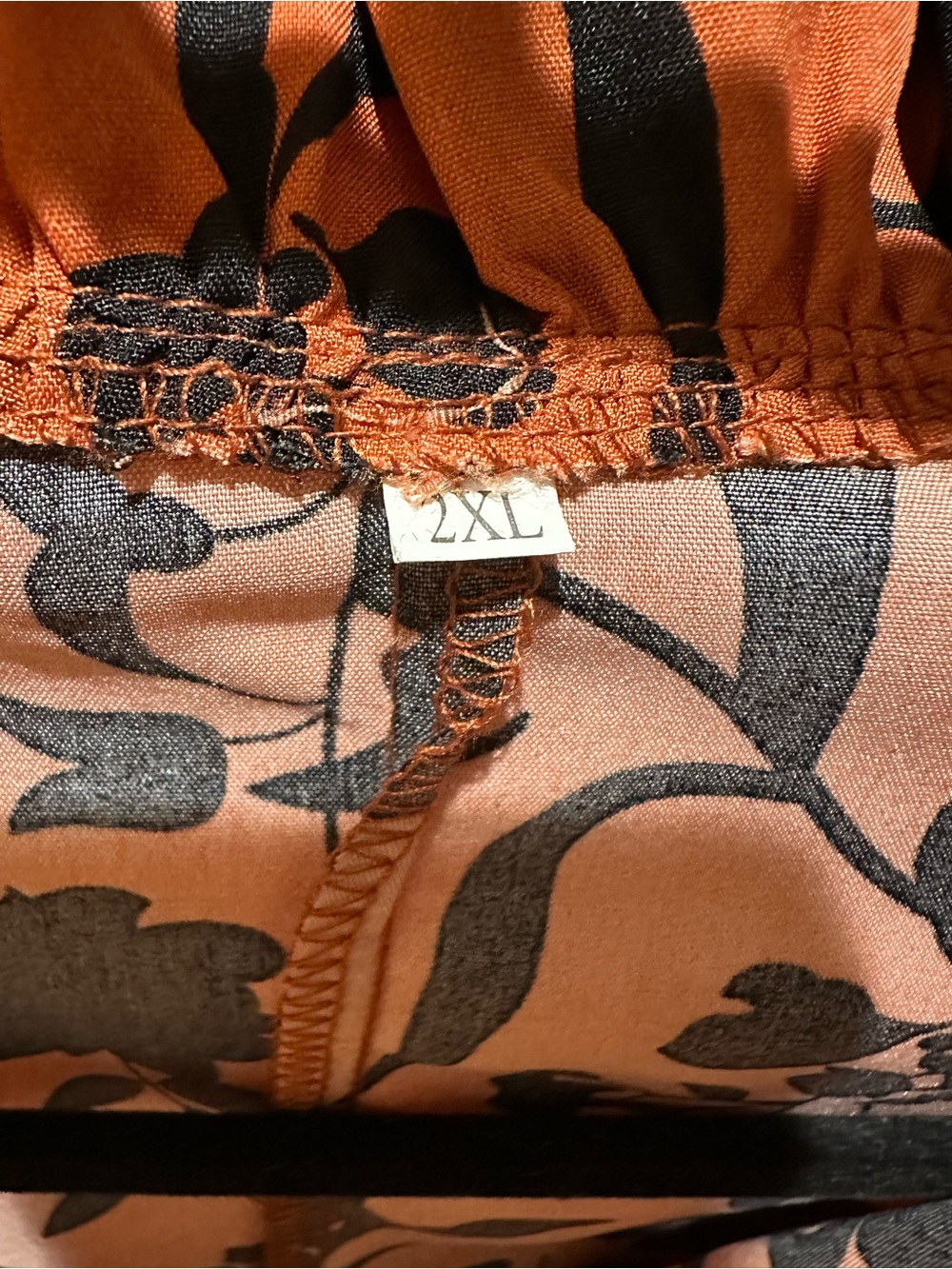 Rust Floral V-Neck Ruffle Blouse - Picture 2 of 5